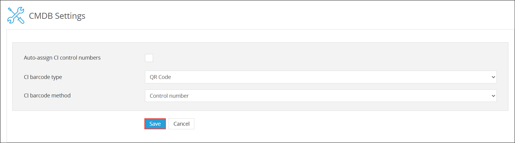 General settings page