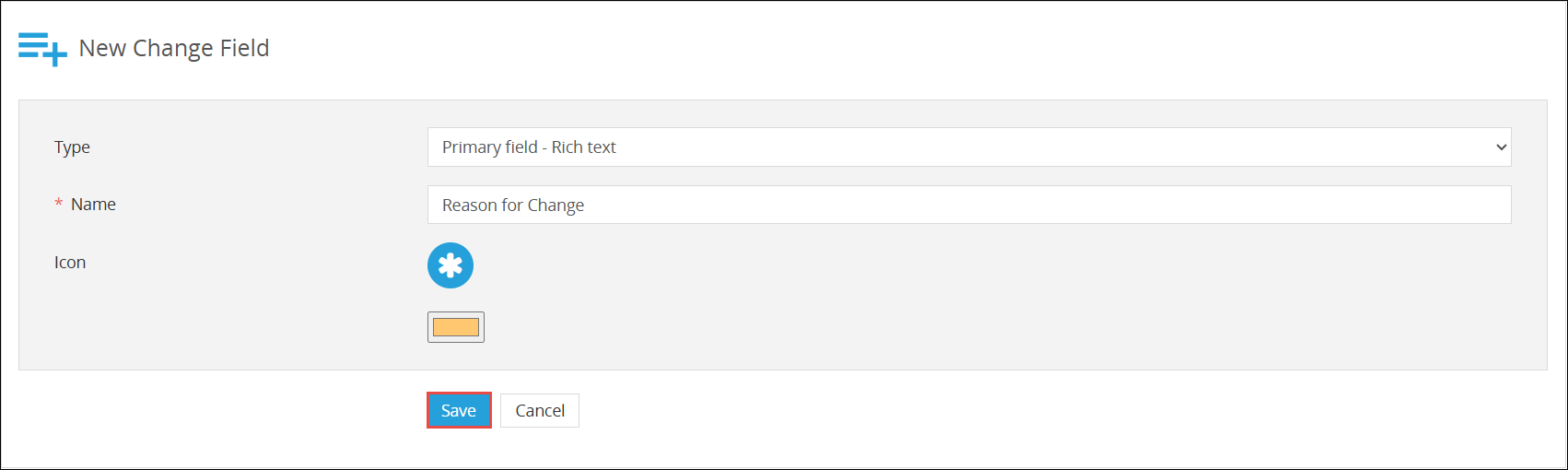 New change field page