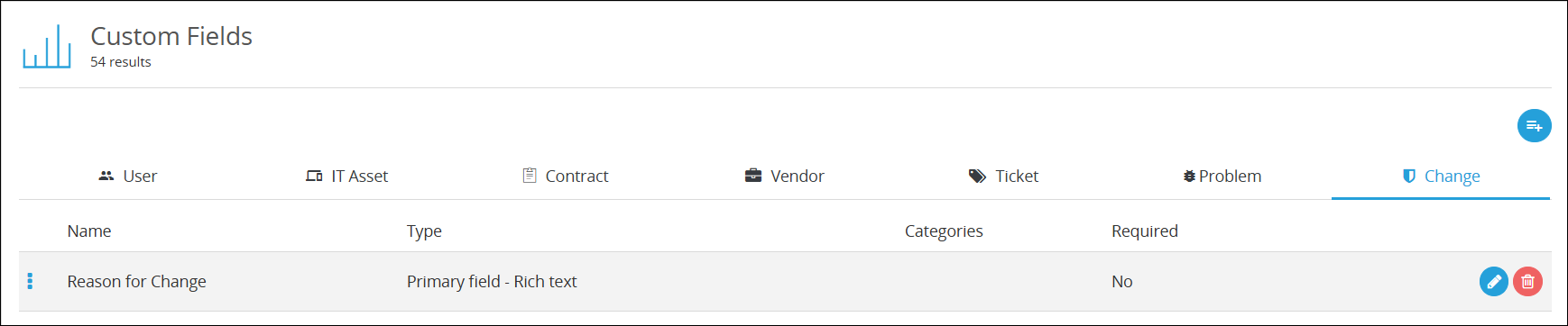 Custom change field list