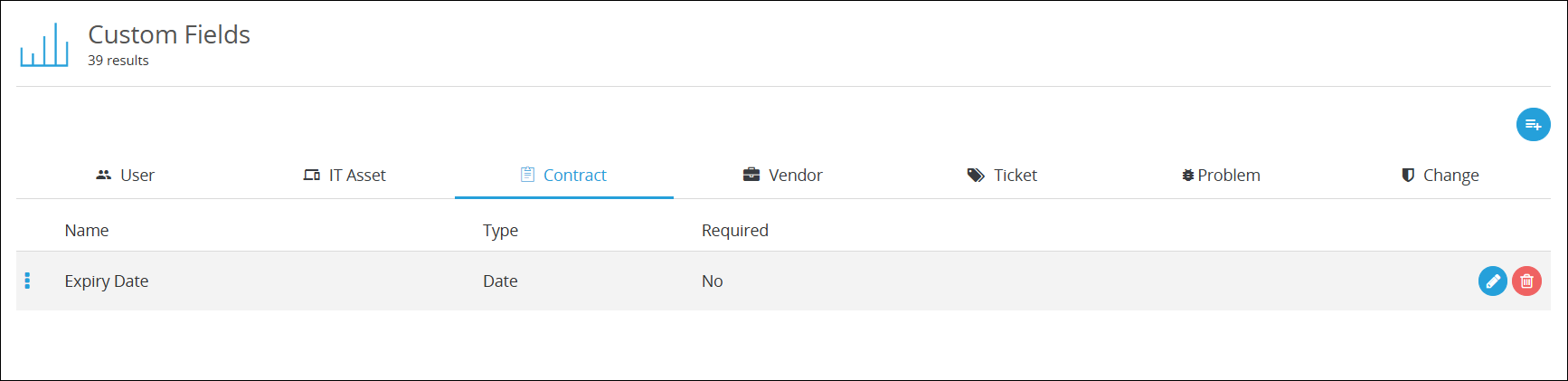 Contract custom field list