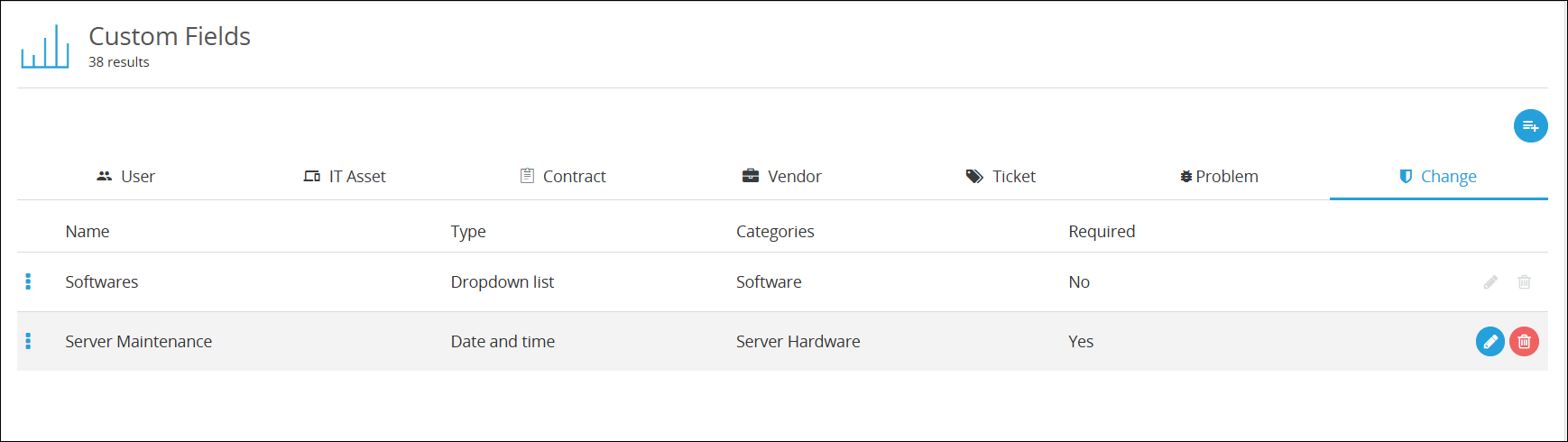 Custom change field list