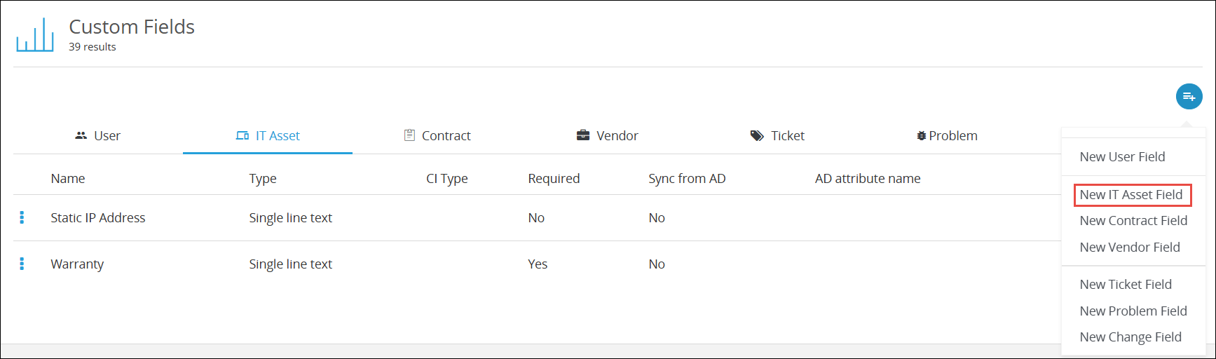 Add custom IT asset field