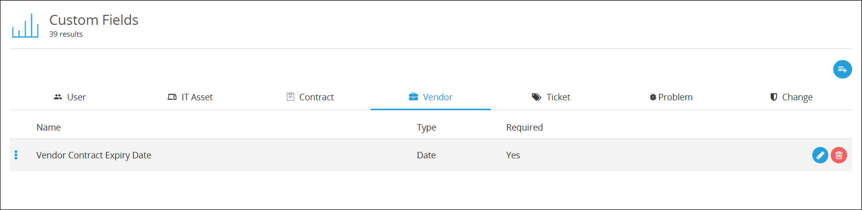 Custom vendor field list