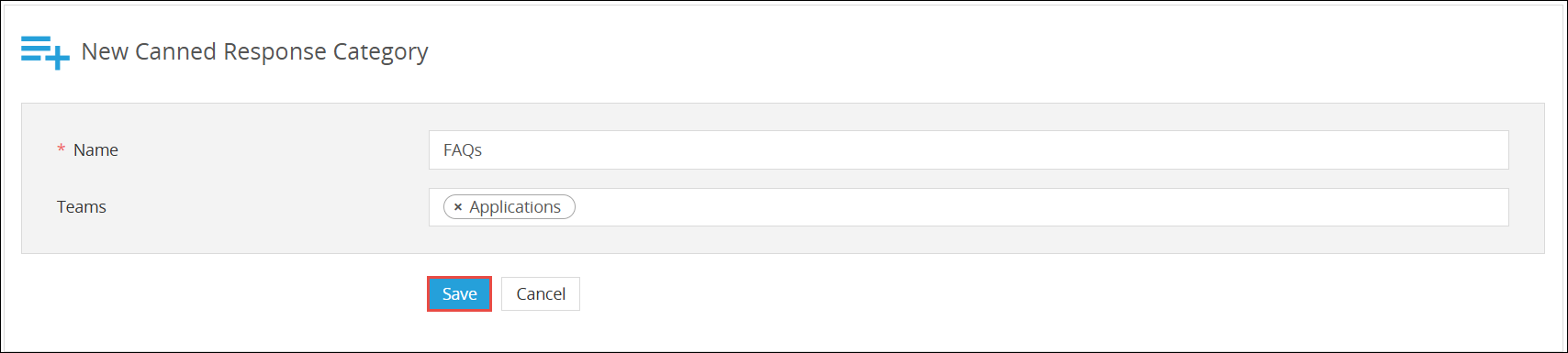 New canned response categories page 